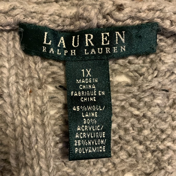 Lauren Ralph Lauren Grany Core Cable Knit Wool Blend Women’s Cardigan Sweater 1X - Picture 7 of 14